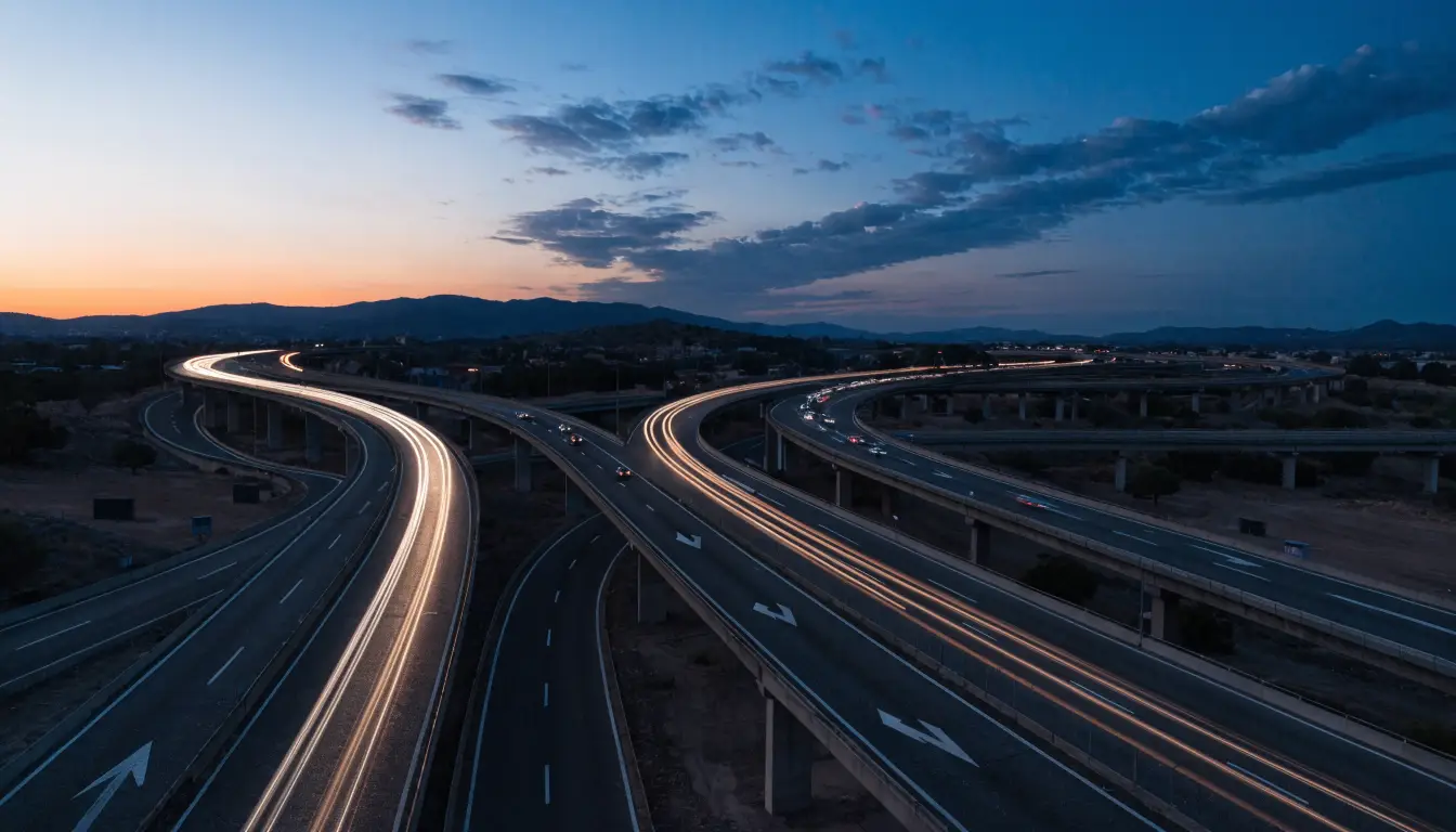 The SR-91, SR-60, and I-215 interchange weave in north-central Riverside