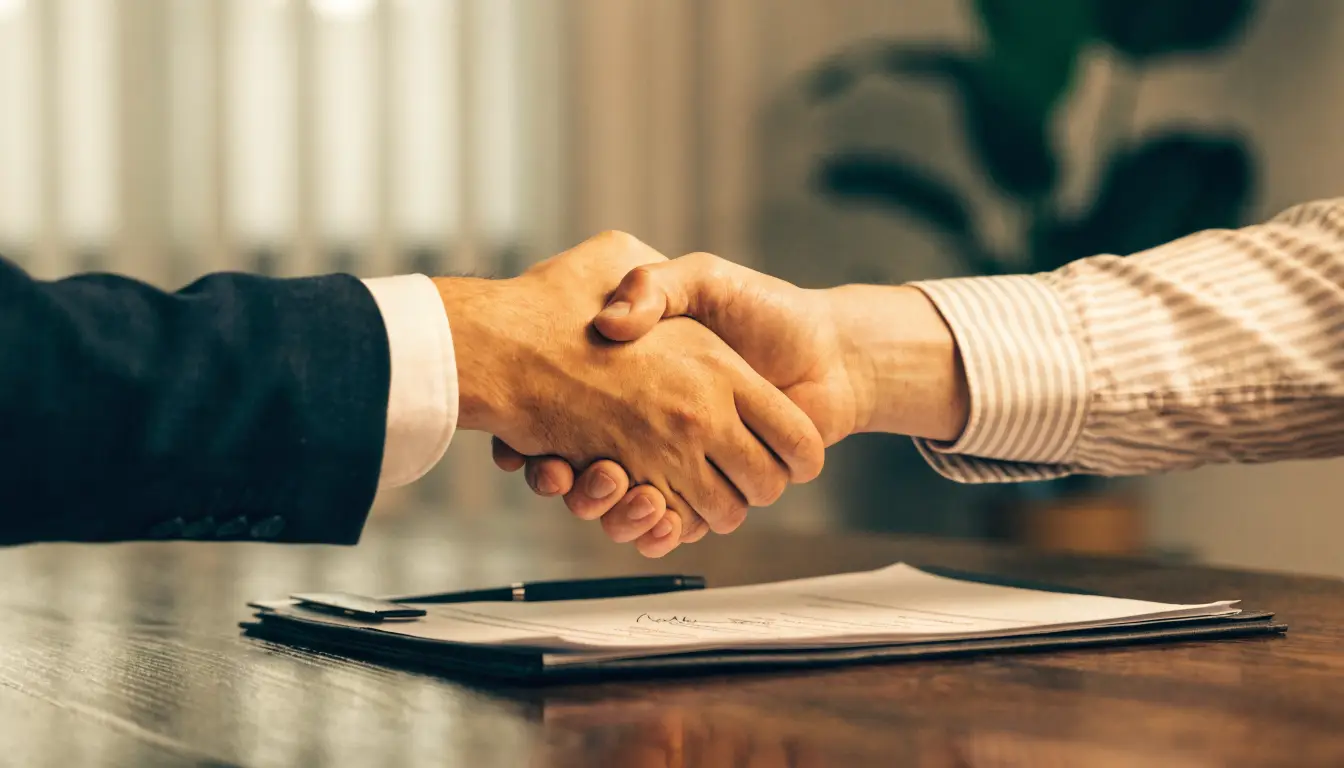 A contingency fee agreement and pen on a desk near downtown Riverside