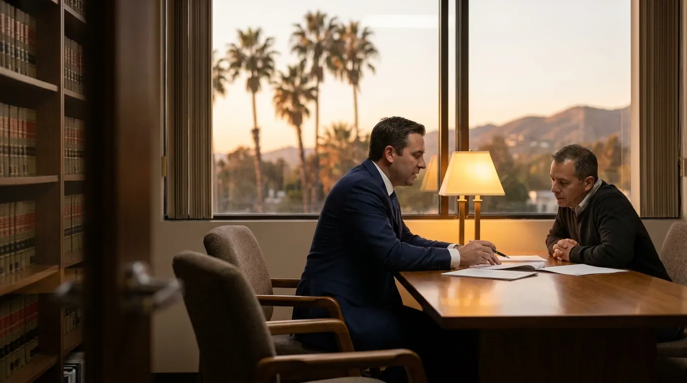 An attorney walks an injured Riverside client through their car accident claim during a free consultation