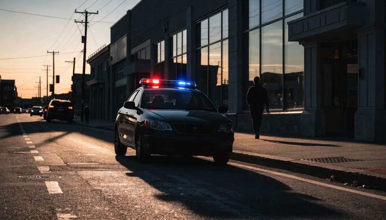 A storefront security camera on a Riverside arterial — the canvass that solves hit-and-runs when investigations stall