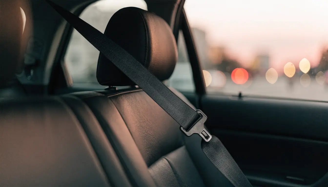 The back seat of a rideshare at night in downtown Riverside, where injured passengers hold the cleanest claims